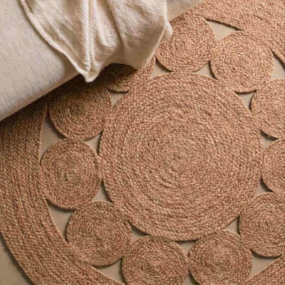 Tapis en jute rond forme fleur 100cm ORNAMI