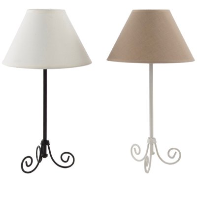Set de 2 lampes à poser en métal et abat-jours blanc et beige WADIGA