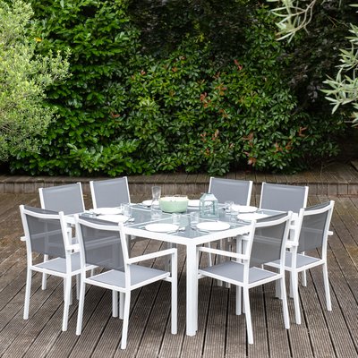 Salon de jardin en textilène, 8 pl, CAGLIARI HAPPY GARDEN