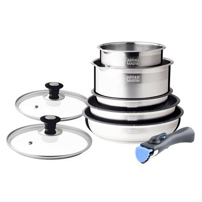 Batterie de cuisine 8 pièces en inox ARTHUR MARTIN