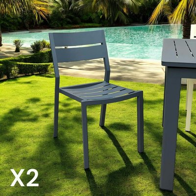 Chaise de jardin en aluminium gris ardoise (lot de 2) STOCKHOLM PIER IMPORT