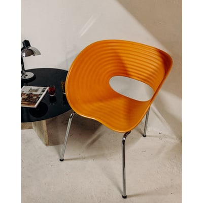 Fauteuil unique en polypropylène orange Jakob N°1381 - Bon état DEBONGOUT