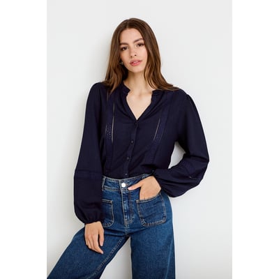 Blouse broderie col V manches longues CACHE CACHE