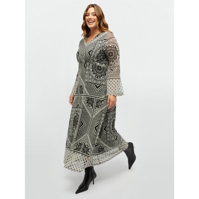 Robe longue en tulle à imprimé bandana noir et blanc FIORELLA RUBINO