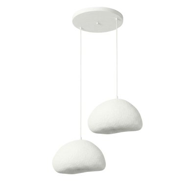 Suspension cuisine blanche design organique 2 abat-jour 74 cm NOXIS PIER IMPORT