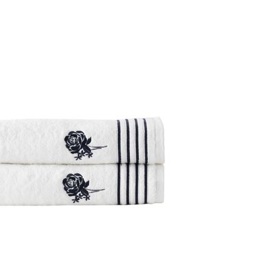 Serviette invité coton et viscose de bambou ROSABLUE CARRE BLANC