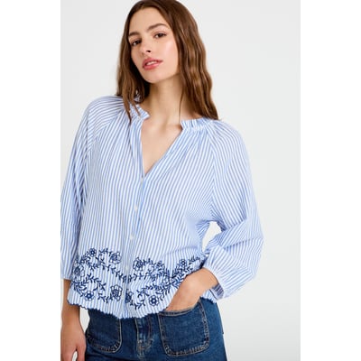 Blouse col v manches 3/4 brodée CACHE CACHE
