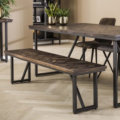 Banc de table en bois de teck brun motif croisé 170 cm AMBON PIER IMPORT