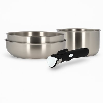 Batterie de cuisine 4 pièces en inox, IRIS MENASTYL