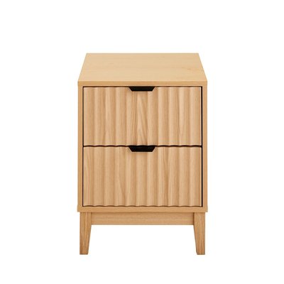 Table de chevet avec 2 tiroirs aux façades effet vague H52 cm - BOLOGNE CALICOSY