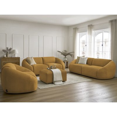 Canapé droit fixe 7 places en velours côtelé avec pouf, TINA BOBOCHIC