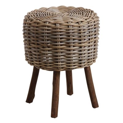 Tabouret bas en poelet gris et bois AUBRY GASPARD