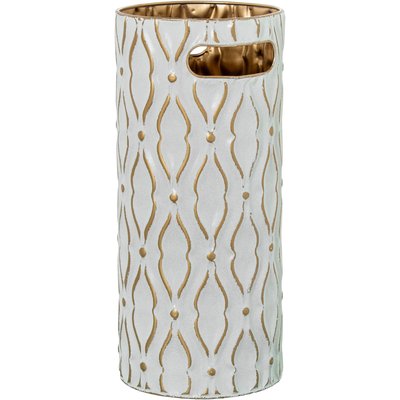 Porte parapluie rond en métal blanc et doré 20x20x45cm WADIGA