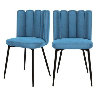 Lot de 2 chaises en velours et pieds en métal - ROSY RENDEZ-VOUS DÉCO