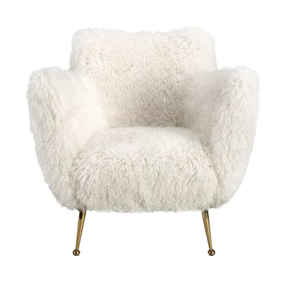 Fauteuil en tissu blanc à poils longs ANGEL CERDA