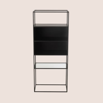 Bibliothèque en métal noir et verre 4 étagères - LUCE HELLIN, DEPUIS 1862