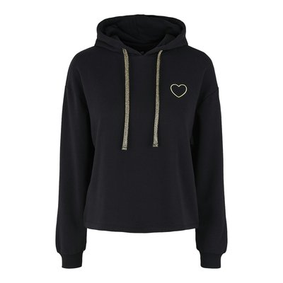 Sweat com capuz, motivo à frente PIECES