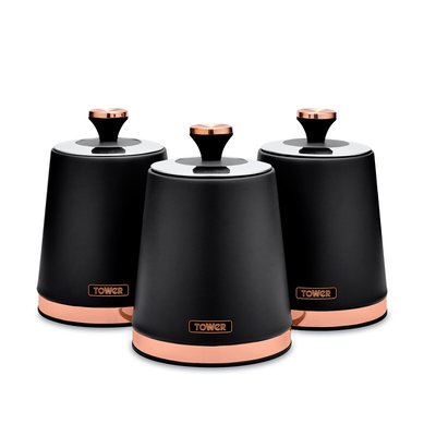 Set of 3 Cavaletto Tea Coffee Sugar Canisters TOWER