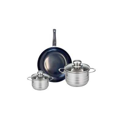 Batterie 1 poêle 24cm + 2 faitouts 12/16cm PRIMA BRILLANT ELO