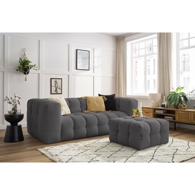 Canapé droit fixe 4 places en tissu avec pouf, CLOUD BOBOCHIC