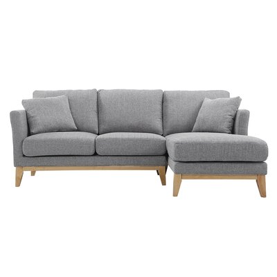 Canapé d'angle droit scandinave déhoussable 4 places en tissu et bois OSLO MILIBOO