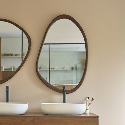 Miroir organique en mindi massif finition noyer 60x90 cm  VINTAGE BERAH GETAH