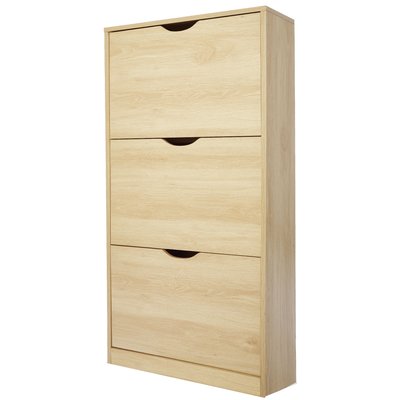 Meuble à chaussures bois 3 placards 60x24x118cm WADIGA