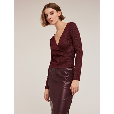 Pull croisé côtelé fil textile MOTIVI