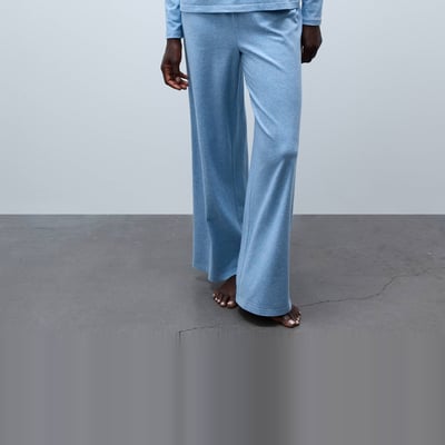 Pantalon uni en coton et modal MONOPRIX