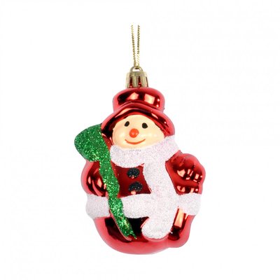 1 boule de noel bonhomme de neige rouge DOUCEUR D'INTÉRIEUR
