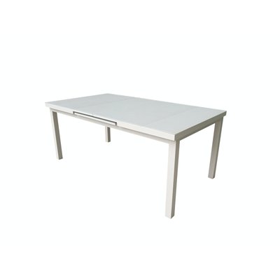 Table de Jardin extensible NICE 180/240cm en aluminium blanc gris et plateau verre blanc gris PIER IMPORT