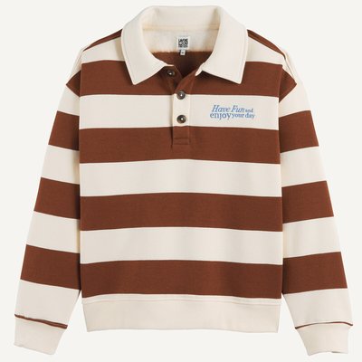 Sweat col polo, rayé, avec broderie poitrine LA REDOUTE COLLECTIONS