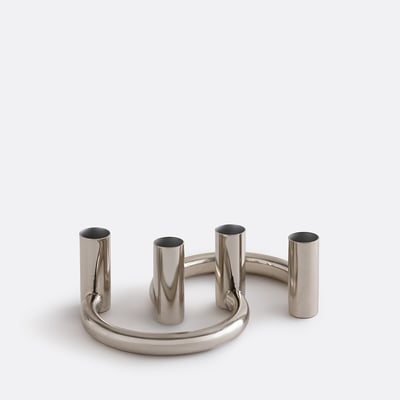 Lote de 2 candelabros de hierro cromado, altura 6,5 cm, ORNÉO LA REDOUTE INTERIEURS