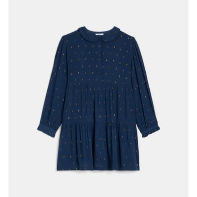 Robe vaurelia à col claudine et détails métallisés CADET ROUSSELLE
