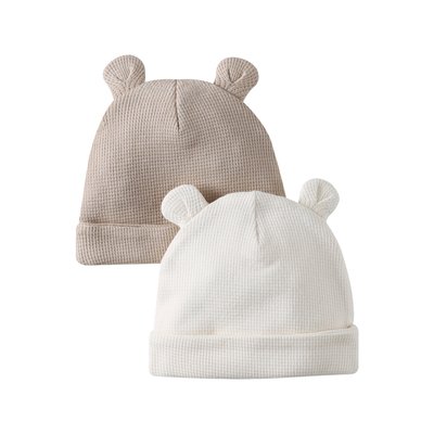 Lot de 2 bonnets naissance en coton VERTBAUDET