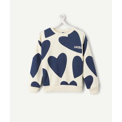 Sweater met ronde hals en hartenprint, in molton TAPE A L'OEIL