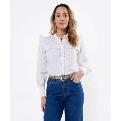 Magnifique Blouse Boutonnée Brodée à Volant JOE BROWNS