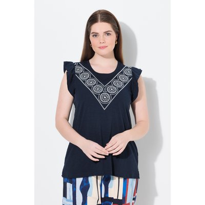 T-shirt, broderie, col rond, manches courtes ULLA POPKEN