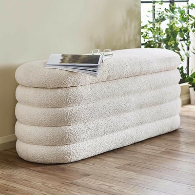 Celes Bouclé Curve Ottoman Storage Bench SO'HOME