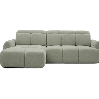 Canapé d'angle convertible 3 places en tissu chenille, RUBY BOBOCHIC