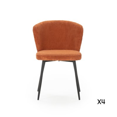 Lot de 4 chaises en velours côtelé avec pieds en métal noir L47 cm - MEGAN CALICOSY