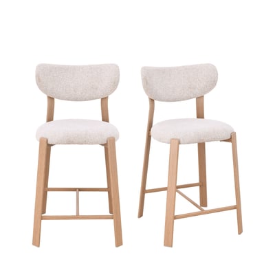 Lot de 2 chaises de bar en tissu piètement effet bois clair H65cm- LUNARA DRAWER