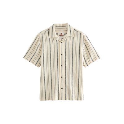 Chemise manches courtes rayures col cubain NEXT