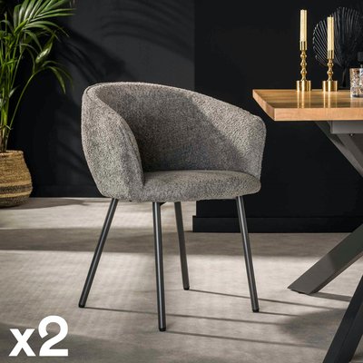 Fauteuil de table en bouclette grise (lot de 2) GALWAY PIER IMPORT
