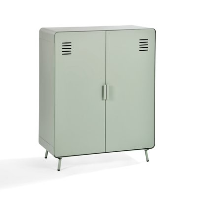 Bibliotheque avec 2 portes et 3 couches en métal industriel, WALNUTSTUDY MEUBLES COSY