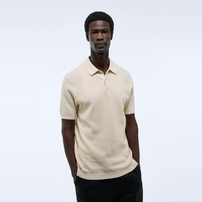 Pull manches courtes col polo boutonné en coton MONOPRIX