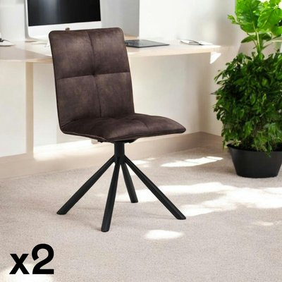 Chaise rotative tissu chocolat (lot de 2) IENA PIER IMPORT
