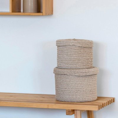 Panier de rangement rond en coton avec couvercle (lot de 2) PIER IMPORT
