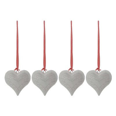 Coeur en métal laqué blanc lacet vichy Lot de 4 AUBRY GASPARD