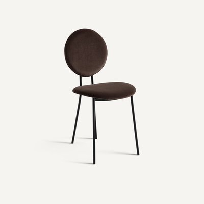 Chaise médaillon en métal acier et velours, Rossy AM.PM